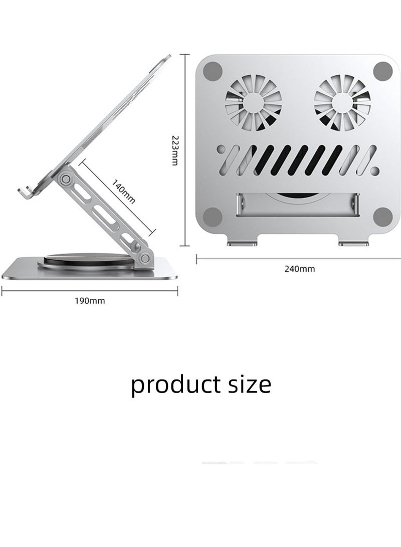 VIVP Adjustable laptop stand, silver gray aluminum, 360 ° rotating base without , foldable desktop stand with anti slip silicone - Image 5